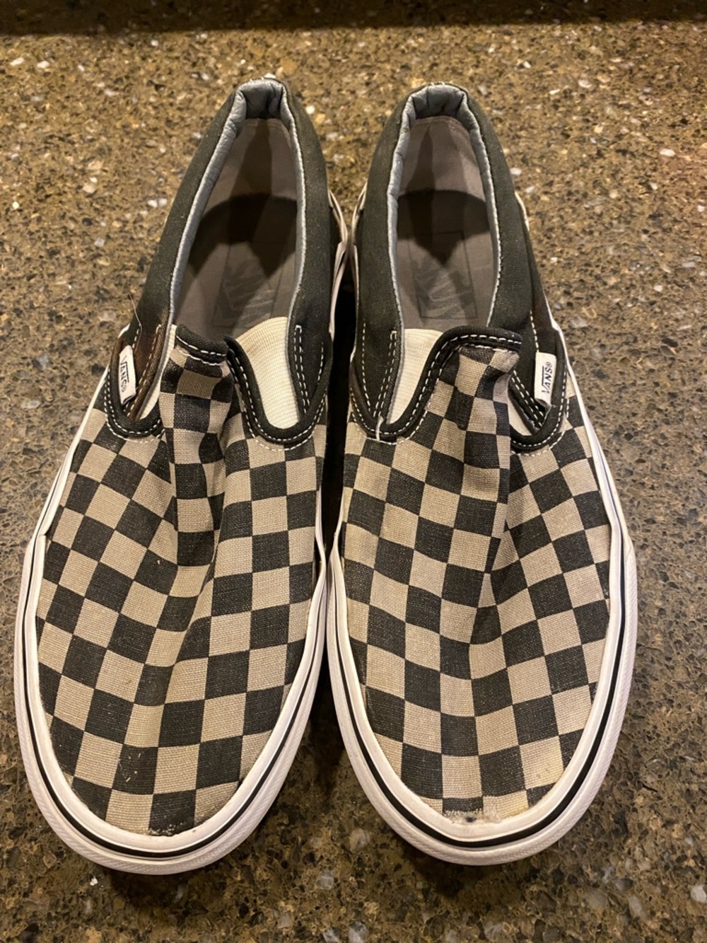 Vans Checkerboard Slip-On Loafers in Black and Grey